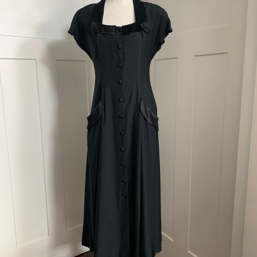 Wild Rose Late 90s Retro Black Cocktail Dress Size 4